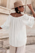 White Frilly Off Shoulder Lace Insert Sleeve Textured Blouse