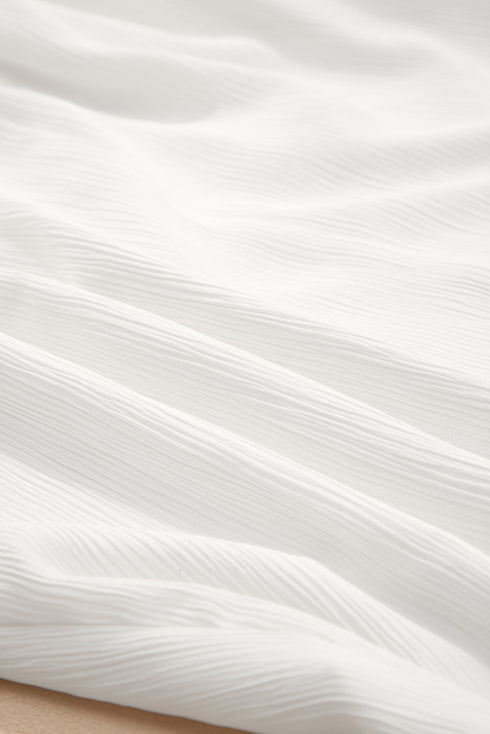 White Frilly Off Shoulder Lace Insert Sleeve Textured Blouse