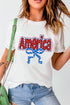 White Funky America Letter Bow Printed T Shirt