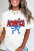 White Funky America Letter Bow Printed T Shirt