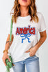 White Funky America Letter Bow Printed T Shirt