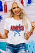 White Funky America Letter Bow Printed T Shirt