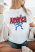 White Funky America Letter Bow Printed T Shirt