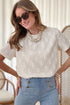 White Geometric Embroidered Slim Fit O Neck T Shirt