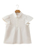 White Half Button Lace Patchwork Flutter Sleeve Blouse