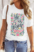 White He is Risen Floral Printed T Shirt