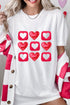 White Heart Graphic Crew Neck Valentines T Shirt