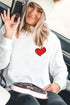 White Heart Shaped Embroidered Pullover Sweatshirt