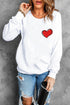 White Heart Shaped Embroidered Pullover Sweatshirt