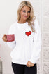 White Heart Shaped Embroidered Pullover Sweatshirt