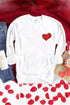White Heart Shaped Embroidered Pullover Sweatshirt