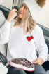 White Heart Shaped Embroidered Pullover Sweatshirt