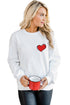 White Heart Shaped Embroidered Pullover Sweatshirt