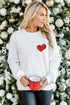 White Heart Shaped Embroidered Pullover Sweatshirt