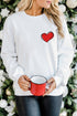 White Heart Shaped Embroidered Pullover Sweatshirt