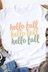 White Hello Fall Digital Graphic Casual T Shirt
