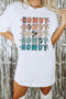 White Howdy Stars Print Crew Neck Loose Fit T Shirt