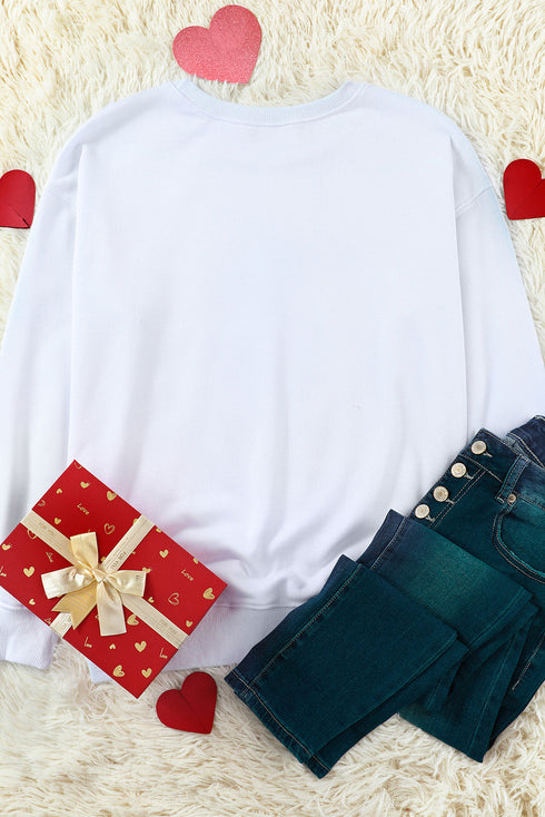 White Hugs And Kisses Leopard Long Sleeve Sweatshirt