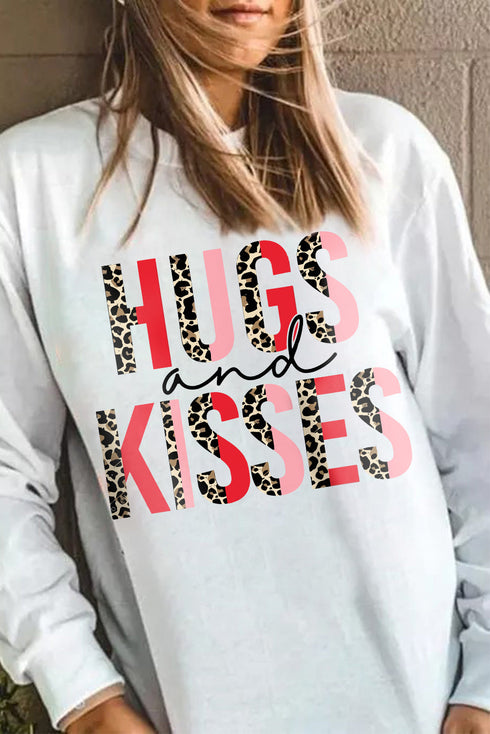 White Hugs And Kisses Leopard Long Sleeve Sweatshirt