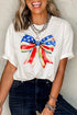 White Independence Day Splash Bow Pattern T Shirt