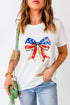 White Independence Day Splash Bow Pattern T Shirt