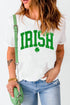 White IRISH Clover Glitter Printed St Patricks T Shirt