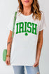 White IRISH Clover Glitter Printed St Patricks T Shirt