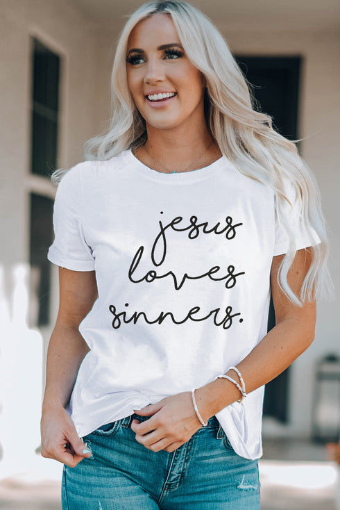 White Jesus Loves Sinners Funny Belief T Shirt