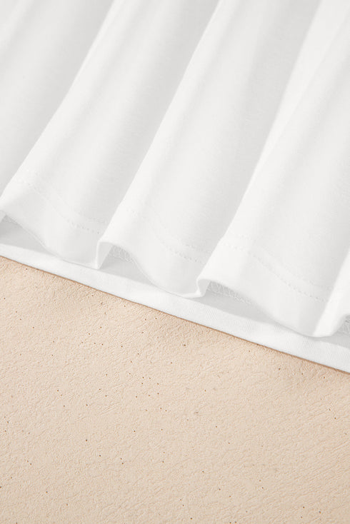 White Lace Crochet Crew Neck Casual T Shirt