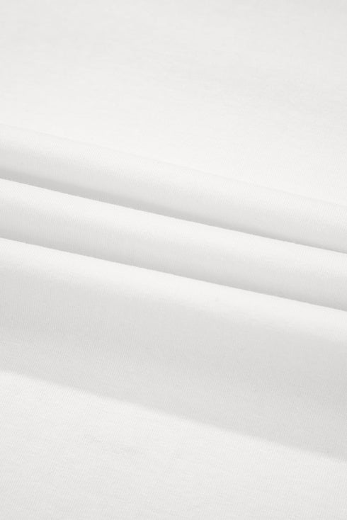 White Lace Crochet Crew Neck Casual T Shirt