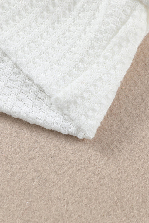 White Lace Crochet Rib Knitted Crop Top