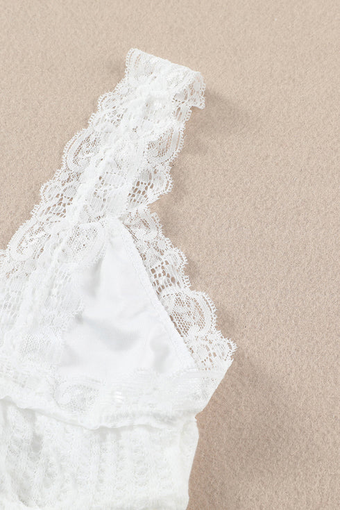 White Lace Crochet Rib Knitted Crop Top