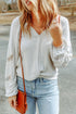 White Lace Patchwork Drop Sleeve Ribbed Casual Top