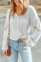 White Lace Patchwork Drop Sleeve Ribbed Casual Top