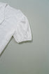 White Lace Puff Sleeve V Neck Button Up Shirt