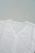 White Lace Puff Sleeve V Neck Button Up Shirt