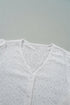 White Lace Puff Sleeve V Neck Button Up Shirt