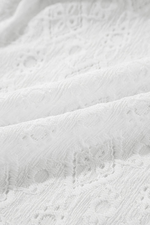 White Lace Sleeveless Knot Hollow Out Back Tied Waist Mini Dress