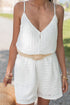 White Lace Spaghetti Strap V Neck Loose Fit Romper