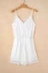 White Lace Spaghetti Strap V Neck Loose Fit Romper