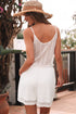 White Lace Spaghetti Strap V Neck Loose Fit Romper