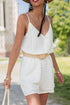 White Lace Spaghetti Strap V Neck Loose Fit Romper