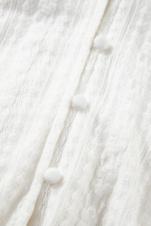 White Lace Spaghetti Strap V Neck Loose Fit Romper