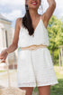 White Lace Spaghetti Strap V Neck Loose Fit Romper
