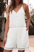 White Lace Spaghetti Strap V Neck Loose Fit Romper