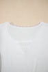 White Lace V Neckline Ribbed Slim Fit T Shirt