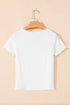 White Lace V Neckline Ribbed Slim Fit T Shirt