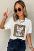 White Leopard Cute Bunny Graphic Crewneck Easter Tee
