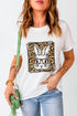 White Leopard Cute Bunny Graphic Crewneck Easter Tee