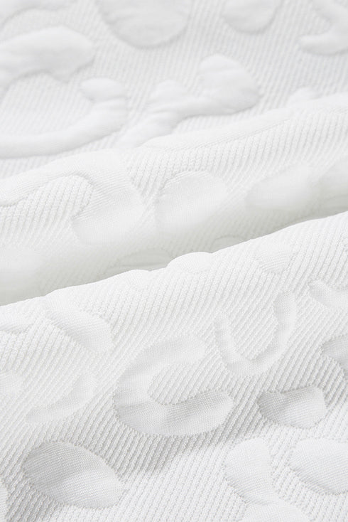 White Leopard Jacquard Quarter Zip Tee and Shorts Set